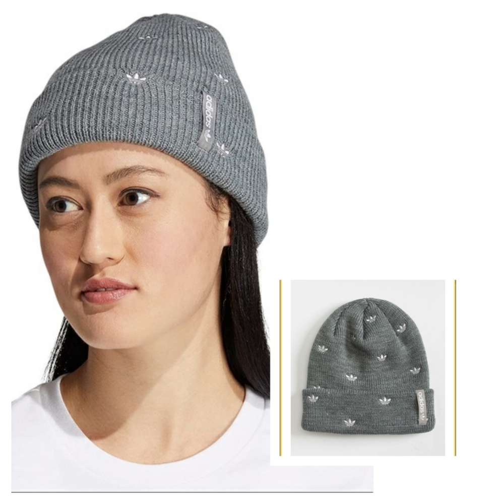 NWT Adidas Gray Embroiderd Logo Beanie Hat